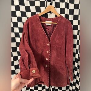 Apart Impressions Vintage Braided Suede Leather Shirt Jacket